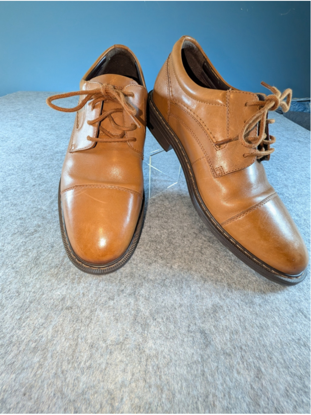 Rockport Tanner Men's Cap Toe Oxford Dress Shoes CI1076 Cognac Leather Size 9 M - Picture 5 of 14